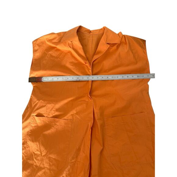 Weekend Max Mara Orange Cotton Poplin Neottia Shift Mini Shirt Dress M - Picture 7 of 9